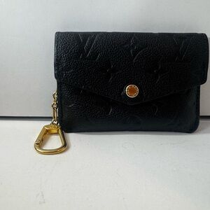 Louis Vuitton Black Embossed Monogram Key Pouch with Gold Hardware